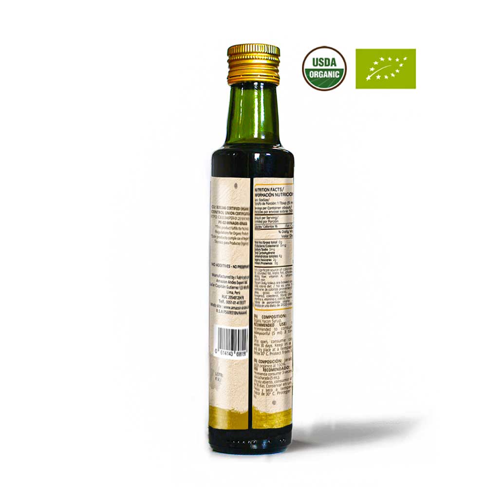 Organic Yacon Syrup | Natural FOS Prebiotic Sweetener | Low-Glycemic | 250 ml (8.45 fl oz) | USDA Organic — image 2