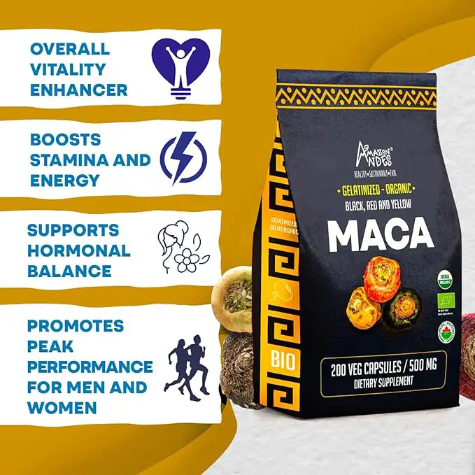 Triple Maca Capsules | Black + Red + Yellow Chemotypes | 3,000 mg per Serving | 100 Vegan Capsules | Junín, Peru | USDA Organic — image 4