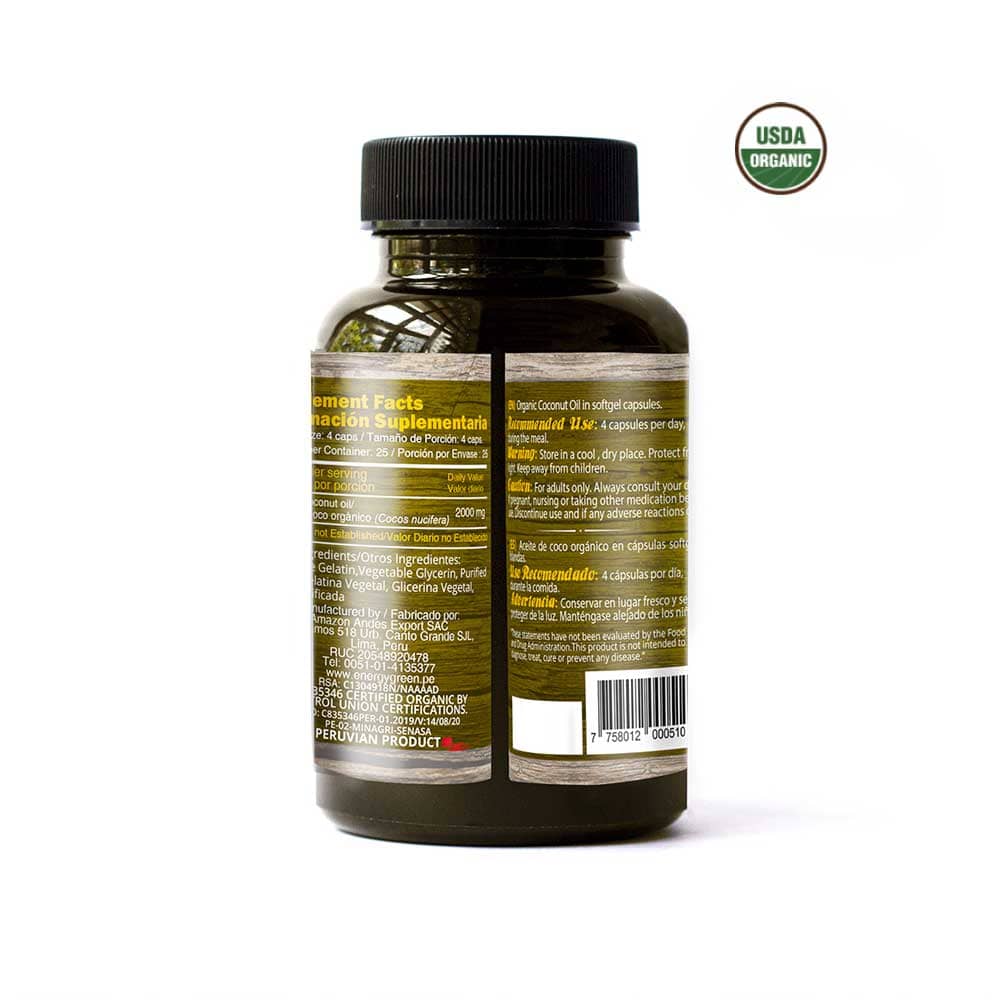 Coconut Oil Capsules | MCT-Rich Natural Energy & Metabolism | 100 Pills (500 mg) | Non-GMO — image 2