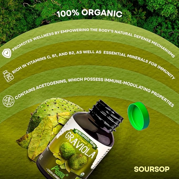 Graviola (Soursop) Capsules | Immune & Cellular Health | 100 Vegan Pills (400 mg) | Non-GMO, Fairtrade Peru — image 5